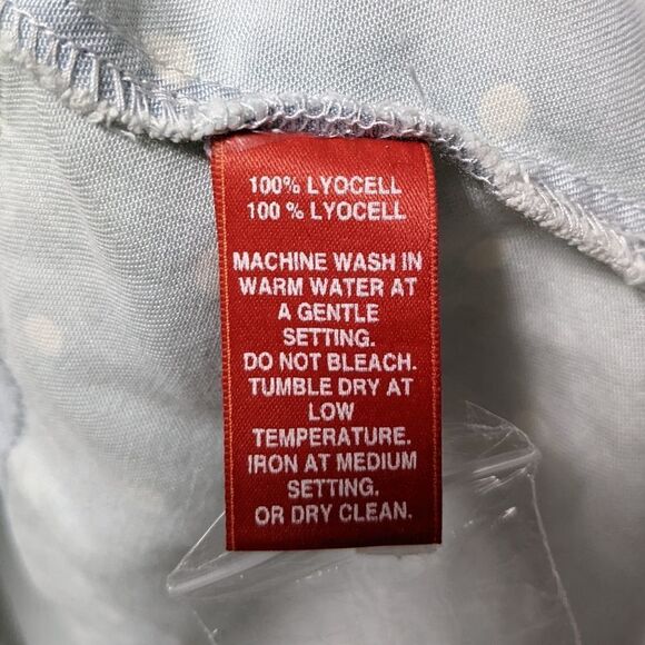 NWT RED SAKS FIFTH AVENUE Chambray Tencel Polka Dot Button Up Shirt M - Picture 7 of 8